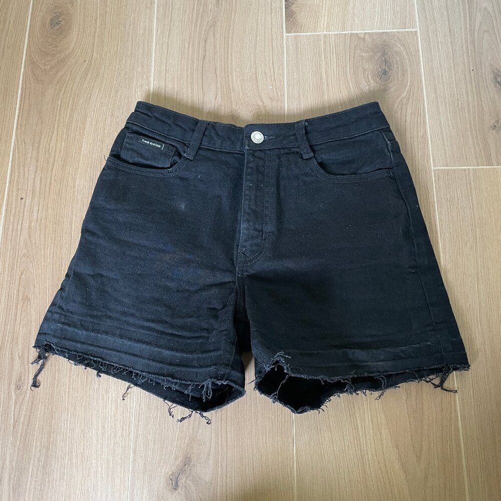 Frank and Oak Black Denim Cut off Stevie Shorts